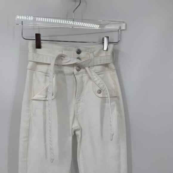 Veronica Beard Giselle flare extra high rise jeans white denim tie pants new 24 - Picture 3 of 6